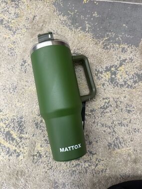 Katydid Matte Olive Green Insulated Bottle with Clear Straw